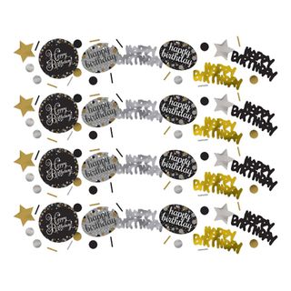 Bordkonfetti Happy Birthday Sølv/Guld Glitter