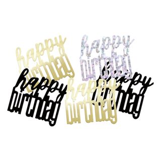 Bordkonfetti Happy Birthday Sølv/Guld/Sort