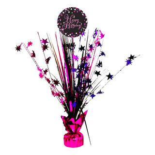 Borddekoration Happy Birthday Sort/Lyserød Glitter