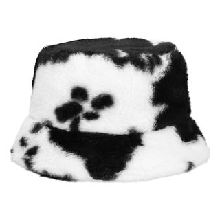 Bucket Hat i kunstpels med komønster