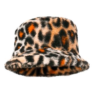 Bucket Hat i kunstpels Leopard