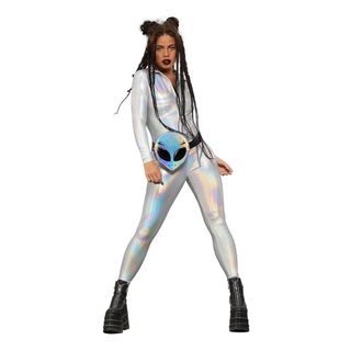 Catsuit Sølv Holograpic Kostume