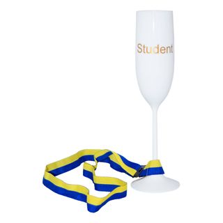 Champagneglas Student med Bånd