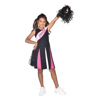 Cheerleader Sort/Lyserød Børnekostume