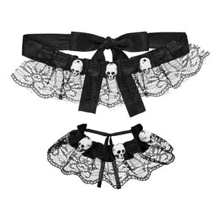 Choker & Armbånd med Hodeskaller Svart