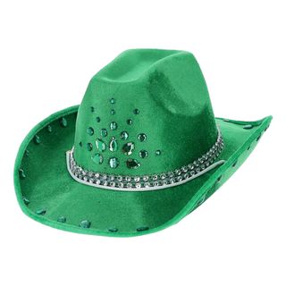 Cowboyhat Grøn med Sten