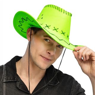 Cowboyhatt med Sömmar Neongrön