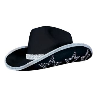 Cowboyhat med strassstjerner Sort