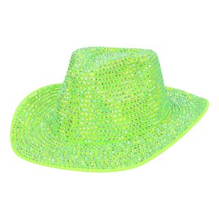 Cowboyhat med Strass UV Neongrøn