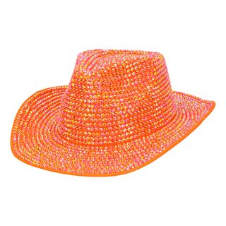 Cowboyhat med Strass UV Neonorange