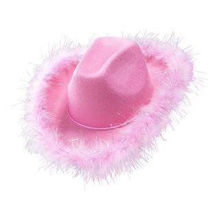 Cowboyhat Lyserød med Plyskant