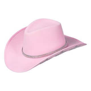 Cowboyhat Lyserød med Glimmerstjerner