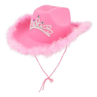 Cowboyhat Lyserød med Tiara