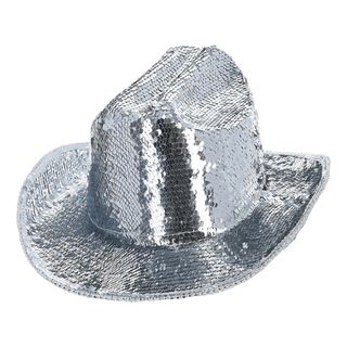 Cowboyhat Sølv med Pailletter