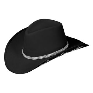 Cowboyhat Sort med Glimmerstjerner