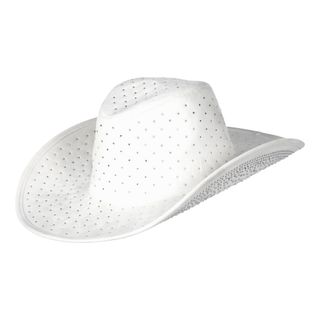 Cowboyhat Hvid med Sten