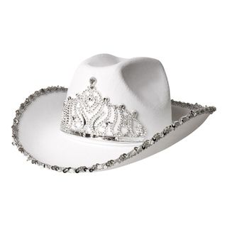 Cowboyhat Hvid med Tiara