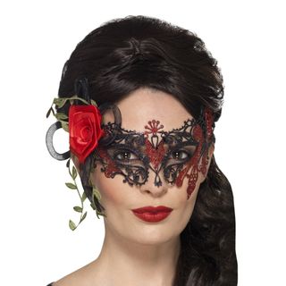 Day of the Dead Øjemaske med Rose