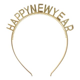 Hårbøjle Happy New Year Guld