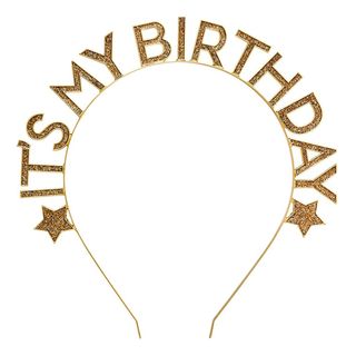 Hårbøjle It's My Birthday Guld i Metal