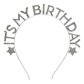 Hårbøjle It's My Birthday Sølv i Metal