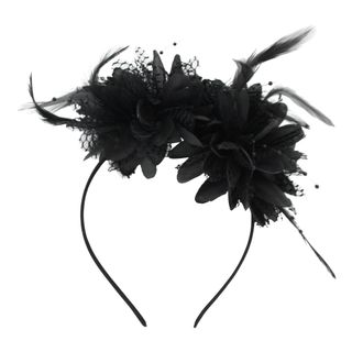Diadem med Blomma Svart