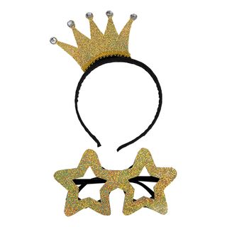 Diadem med Krone og Briller Guld