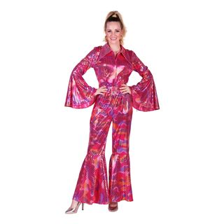 Disco Jumpsuit Lyserød Farveskinnende Kostume