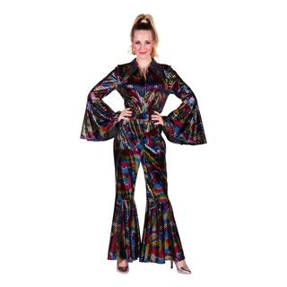 Disco Jumpsuit Sort Farveskinnende Kostume