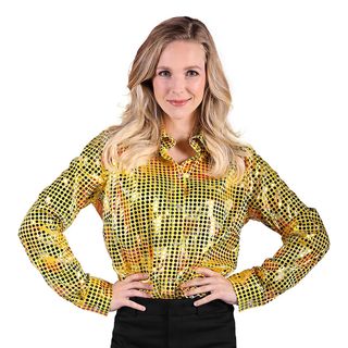 Disco Skjorte Dame Gul Farveskinnende