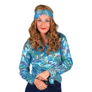 Disco Skjorte Dame Turkis Farveskinnende
