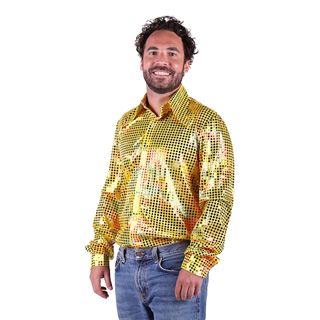 Disco Skjorte Herre Gul Farveskinnende