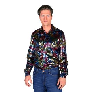 Disco Skjorte Herre Sort Farveskinnende