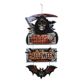 Dørskilt Happy Halloween i Tre