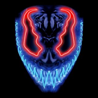 El Wire Djævel Rød/Blå LED Maske