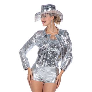 Festivaljakke Croco Sølv Metallic