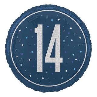 Folieballon 14 Blå/Sølv Prikket