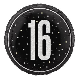 Folieballon 16 Sort/Sølv