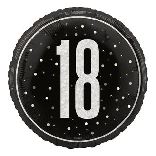 Folieballon 18 Sort/Sølv