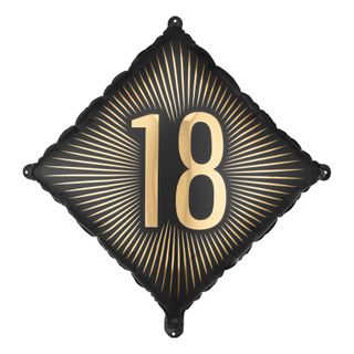 Folieballon 18 Sort/Guld