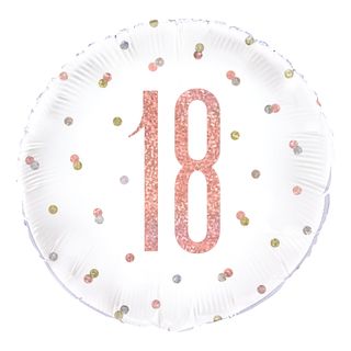 Folieballon 18 Hvid/Rosaguld Prikket