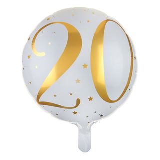 Folieballon 20 Hvid/Guld