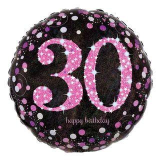 Folieballon 30 Happy Birthday Lyserød Sparkling