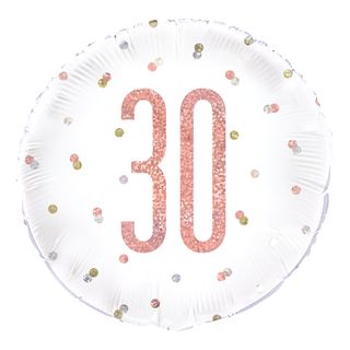 Folieballon 30 Hvid/Rosaguld Prikket