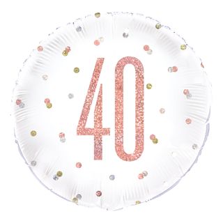 Folieballon 40 Hvid/Rosaguld Prikket