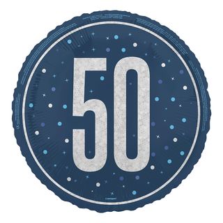 Folieballon 50 Blå/Sølv