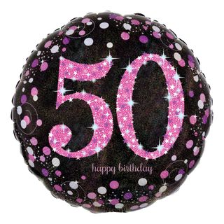 Folieballon 50 Happy Birthday Lyserød Sparkling