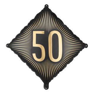 Folieballon 50 Sort/Guld