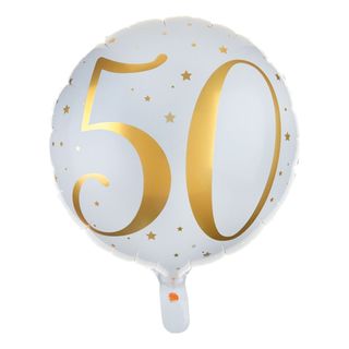 Folieballon 50 Hvid/Guld