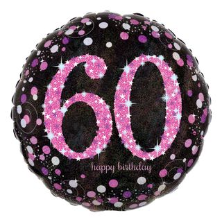 Folieballon 60 Happy Birthday Lyserød Sparkling